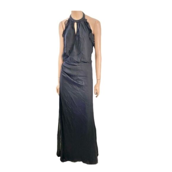 Carmen Marc Valvo Collection Black  Silk Maxi Gown 4 - Picture 1 of 11